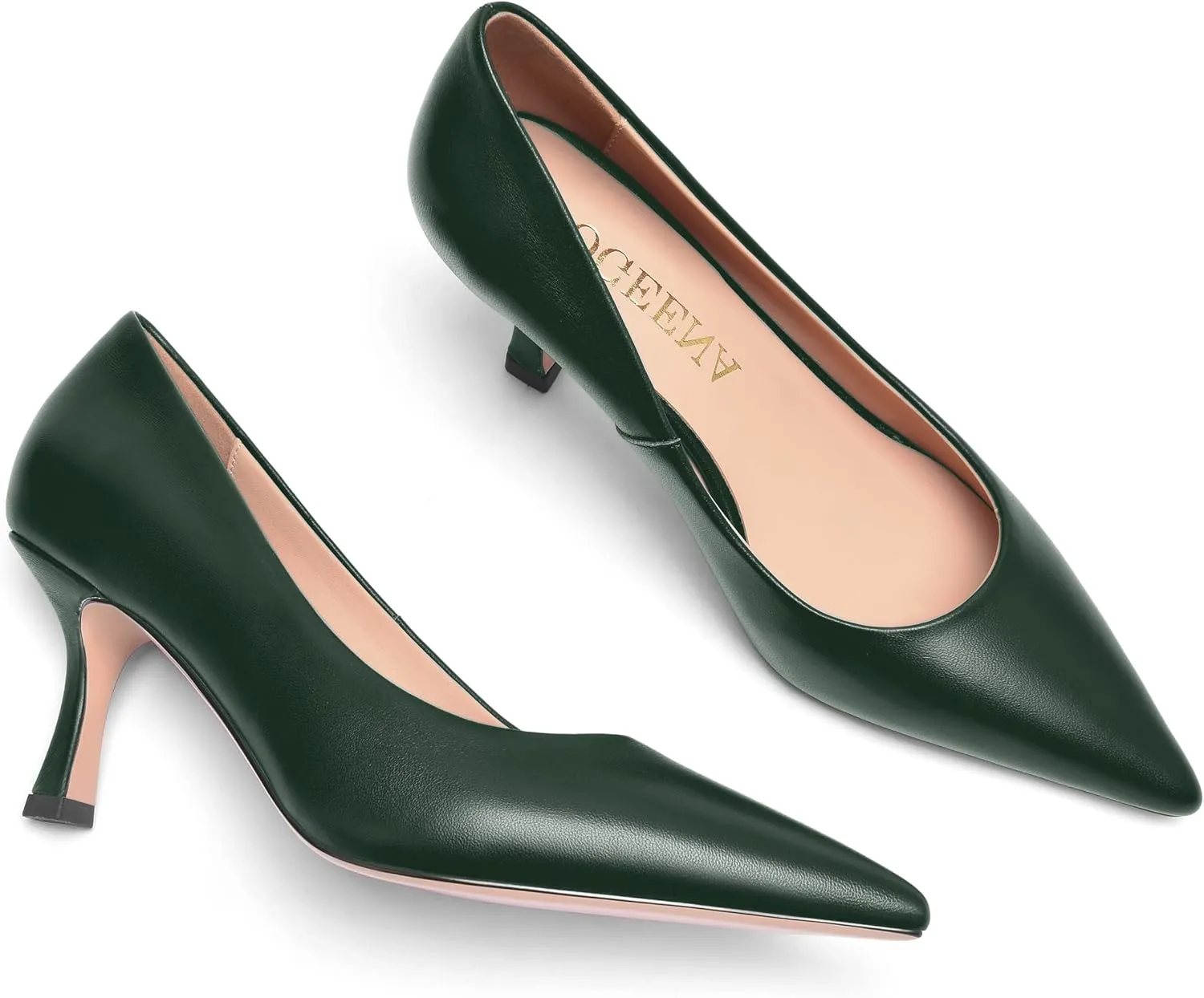 FOGEENA Womens Casual Pointed Toe Office Matte Slip On Stiletto High Heel Pumps Shoes 2.5 Inch