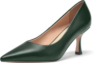 FOGEENA Womens Casual Pointed Toe Office Matte Slip On Stiletto High Heel Pumps Shoes 2.5 Inch