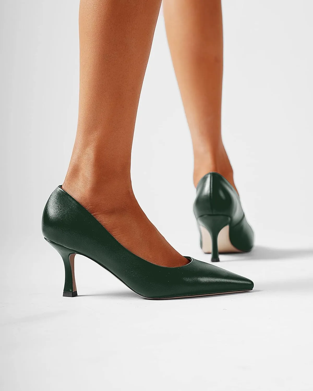FOGEENA Womens Casual Pointed Toe Office Matte Slip On Stiletto High Heel Pumps Shoes 2.5 Inch