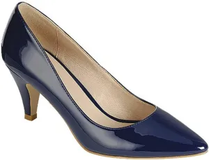 Forever Link Women's Pointed Toe Patent Mid Heel Slip On Pump Dress Shoes