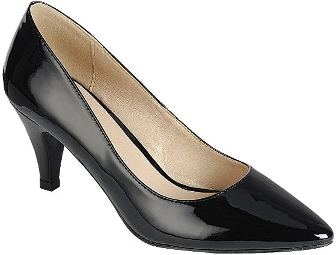 Forever Link Women's Pointed Toe Patent Mid Heel Slip On Pump Dress Shoes