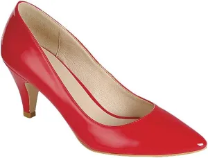 Forever Link Women's Pointed Toe Patent Mid Heel Slip On Pump Dress Shoes