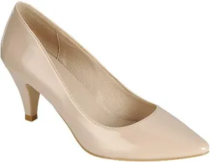 Forever Link Women's Pointed Toe Patent Mid Heel Slip On Pump Dress Shoes