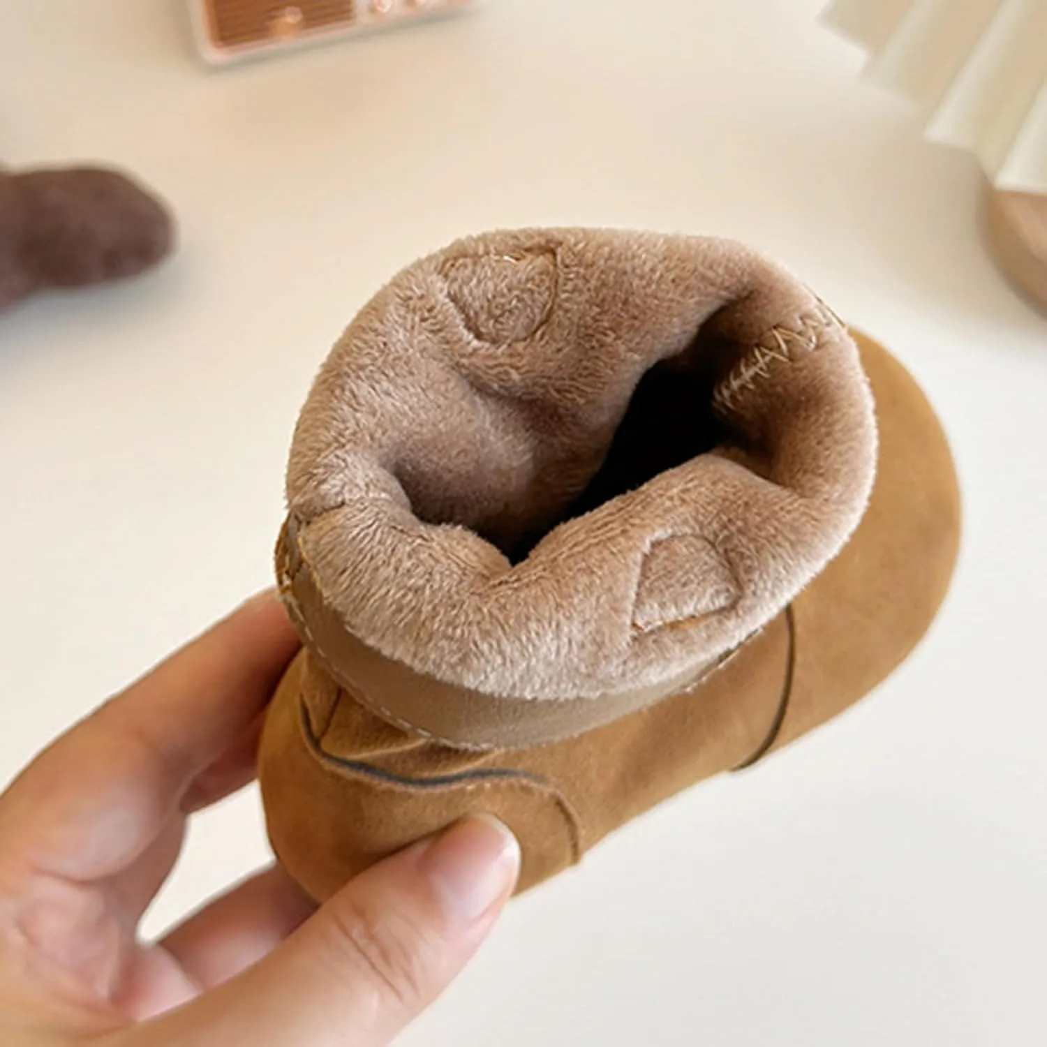 Girl's Kid's Faux Suede Two Buckle Flat Heel Mid Calf louchy Boot Shoes icro Suede Cozy Round Toe Low Heels Booties