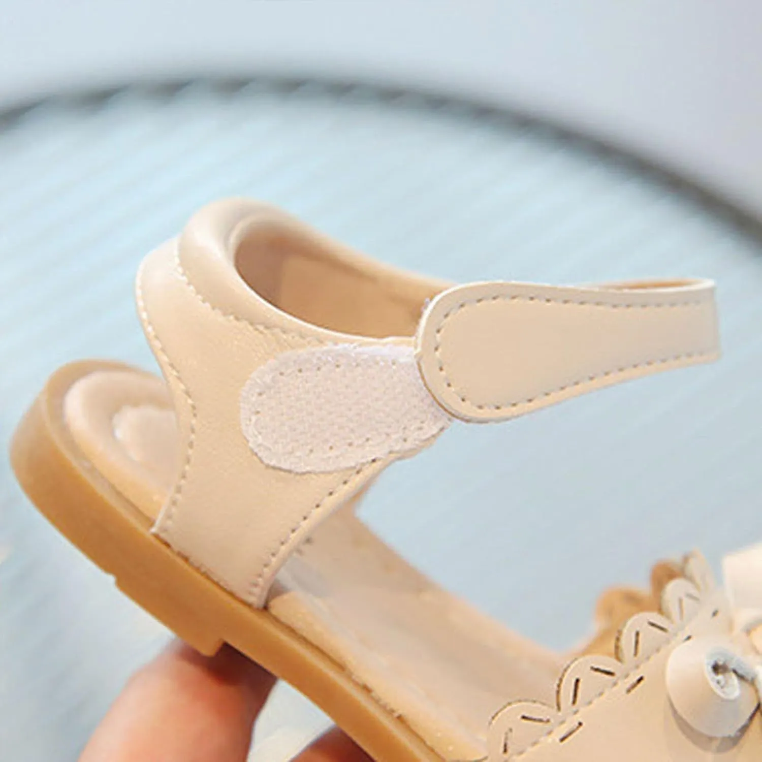 Girls Sandals Open Toe Rubber Soft Sole Ankle Strap Flats Bow Non Slip Shoes for Kids Summer Walking Dress Shoes