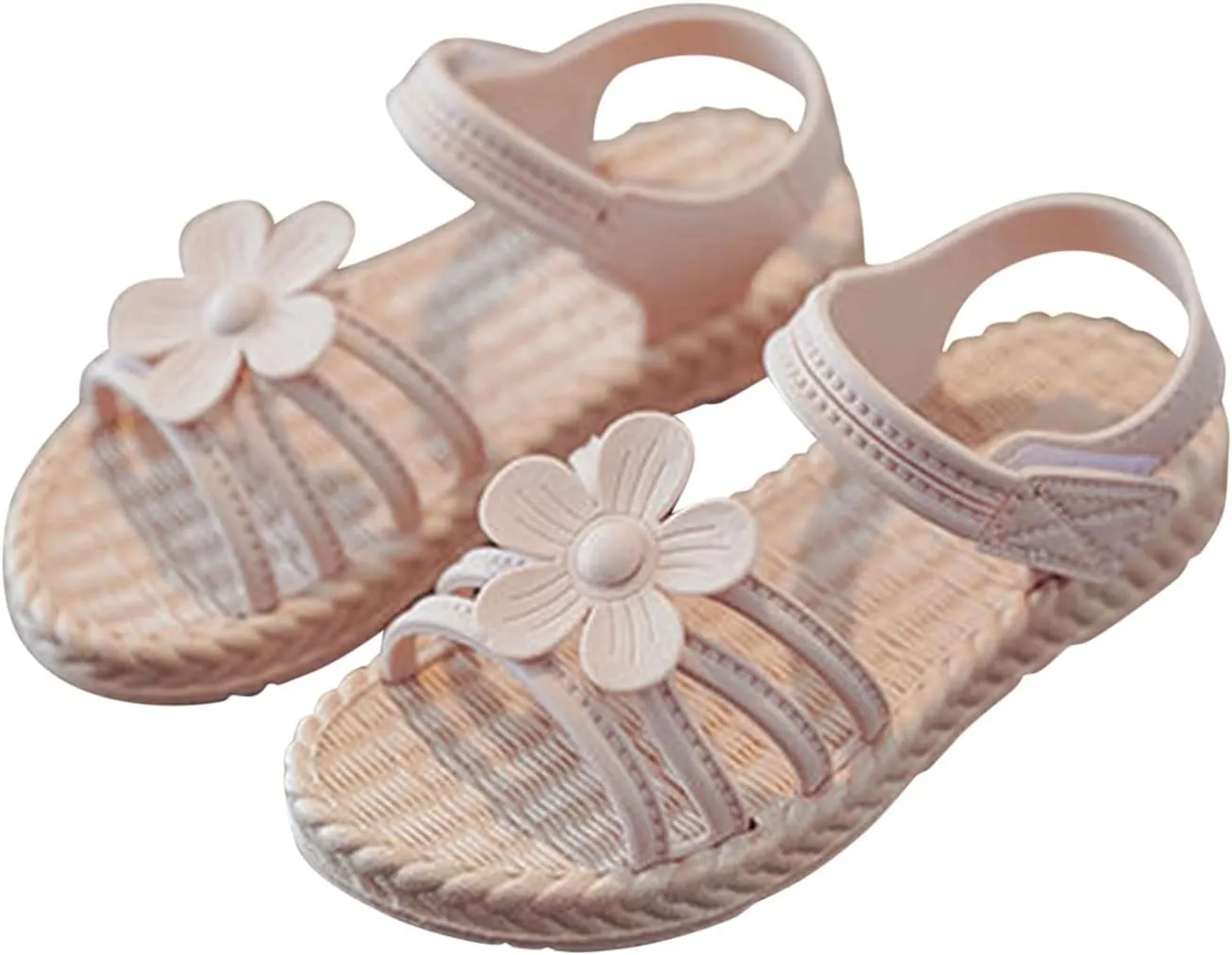 Girls' Sandals Toddler Kids Infant Girls Soild Flower Princress Shoes Soft Sole Non Slip First Walkers Prewalker Beach (Pink, 9.5 Toddler)