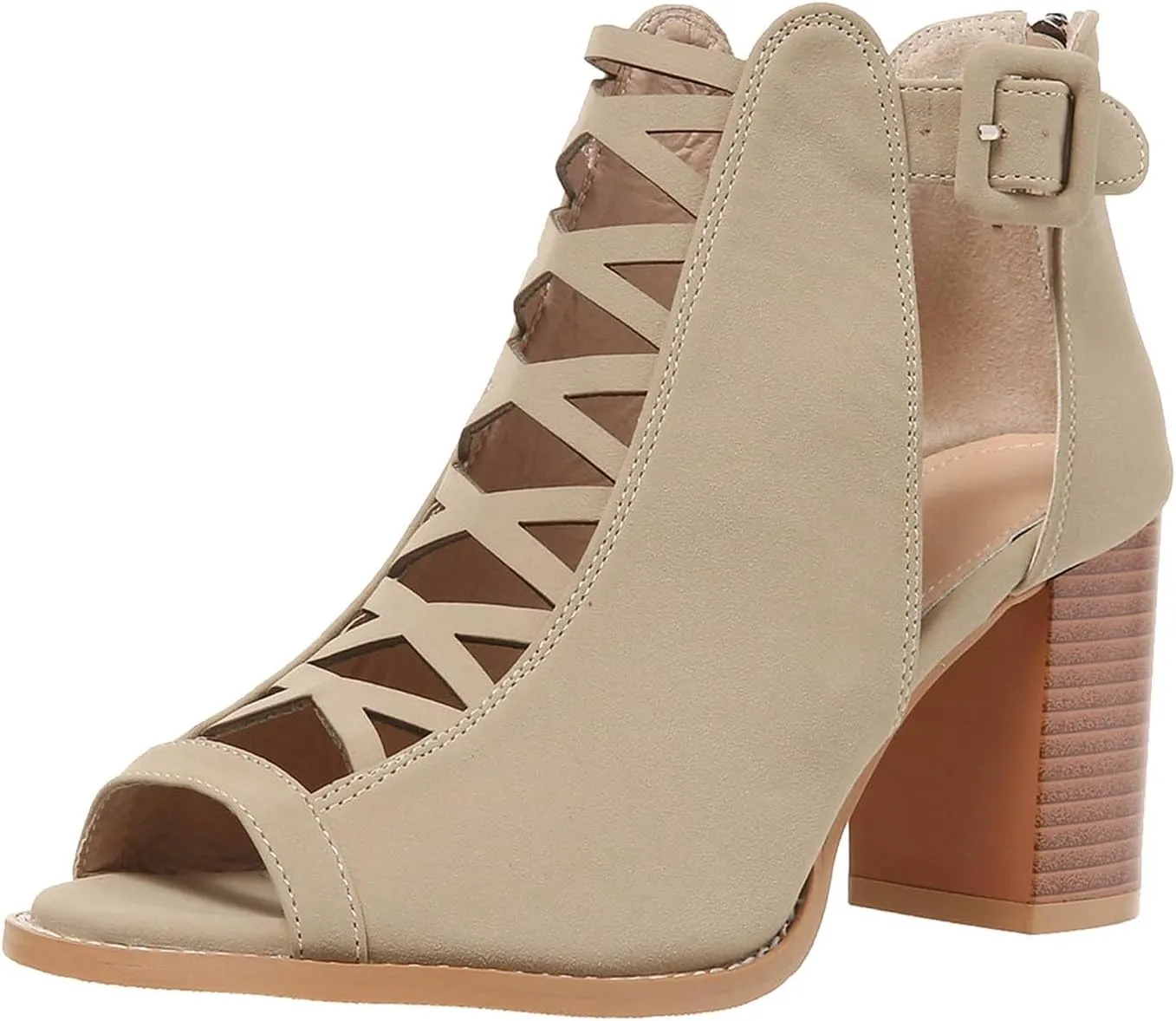 High Heels Pumps Women's Open Toe Booties with Block Heel and Side Comfortable and Stylish Cut Out Design Chunky Heel