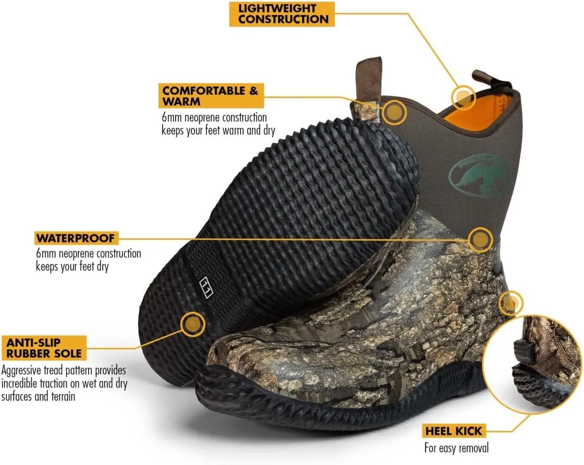 HOT SHOT Duck Commander x Countryman Mens Hunting Ankle Boot | Durable Neoprene | Waterproof | Lightweight Camouflage Boots