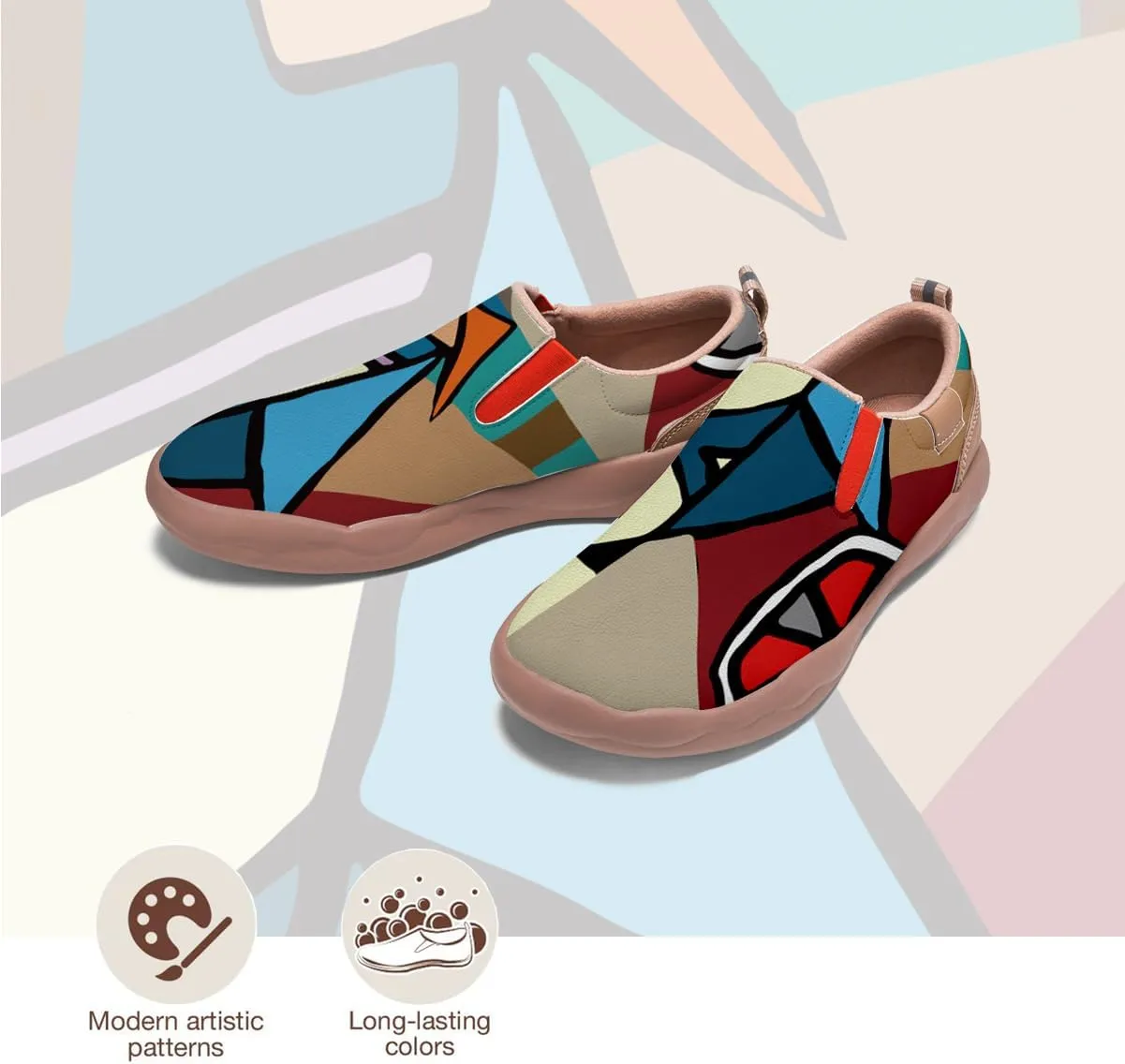 Kids Slip On Travel Shoes Boy Girl Loafers Casual Walking Lightweight Comfort Abstract Art Painted Sneakers (Big Kid/Little Kid/Toddler)