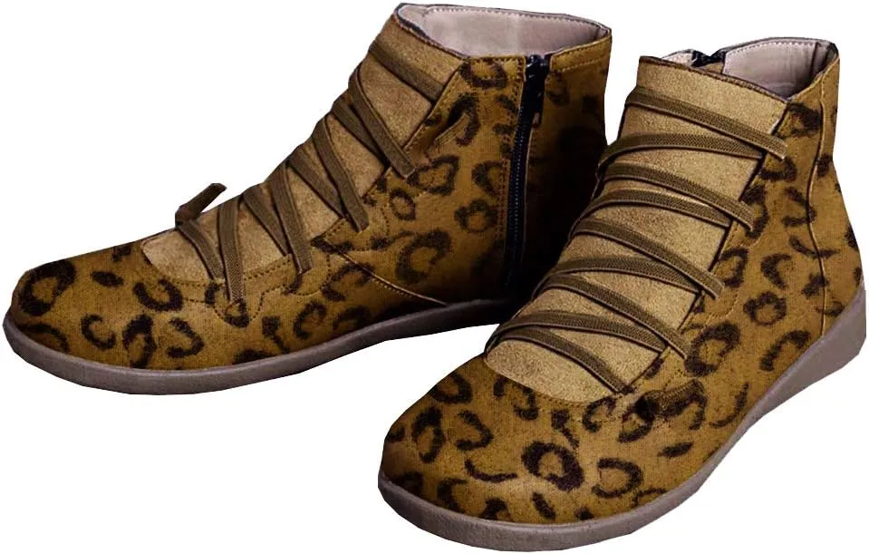 KINOW Arch Support Boots Women Leather Ankle Boots High Top Wedge Bootie Damping Shoes