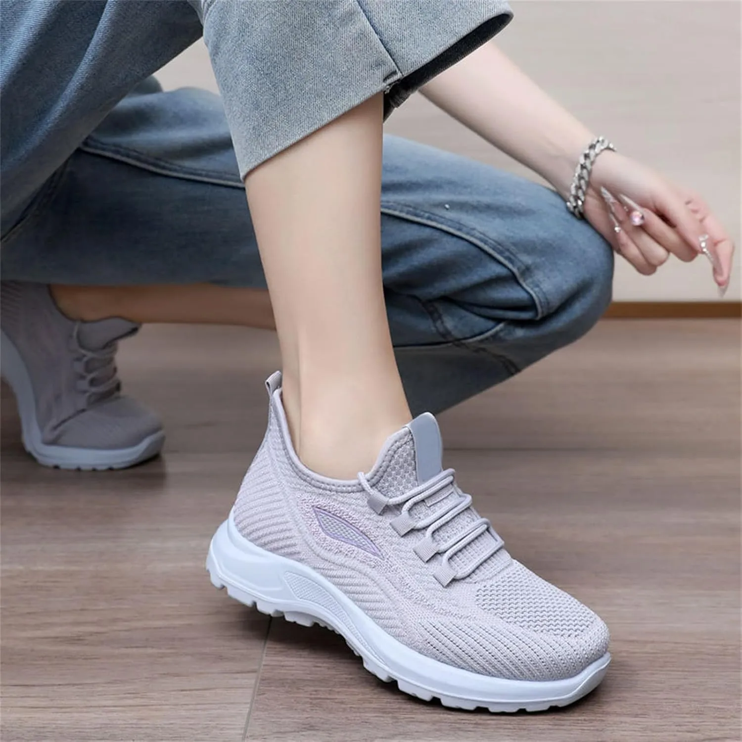 Ladies Mesh Orthopedic Sneakers Breathable Lace Up Walking Running Shoes Comfortable Tennis Shoes Non Slip Lightweight Casual Womens Sneakers