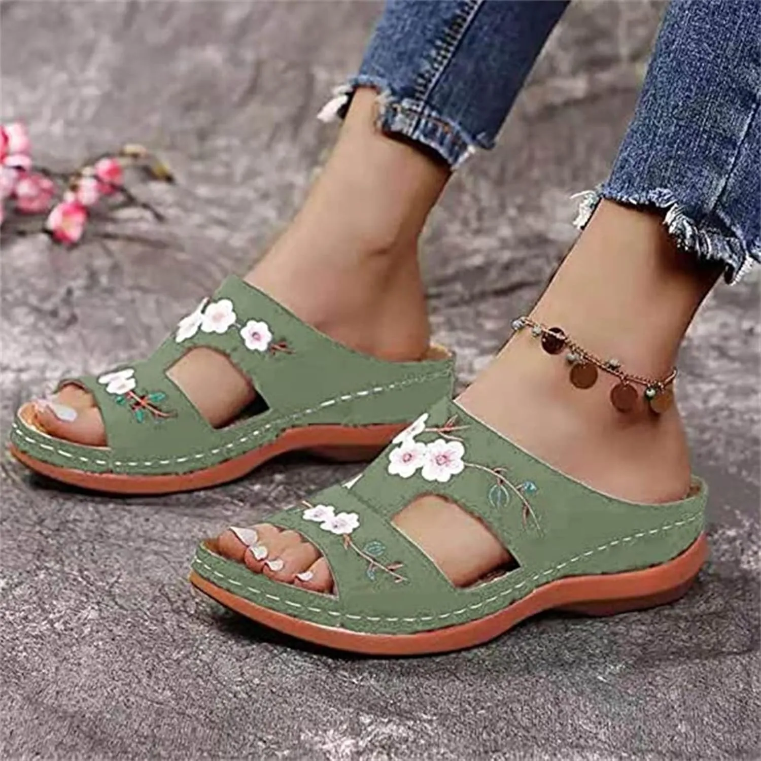Lausiuoe Orthopedic Sandals For Women Elegant Comfortable Plantar Fasciitis Arch Support Open Toe Orthotic Slides Flip Flops