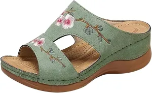 Lausiuoe Orthopedic Sandals For Women Elegant Comfortable Plantar Fasciitis Arch Support Open Toe Orthotic Slides Flip Flops