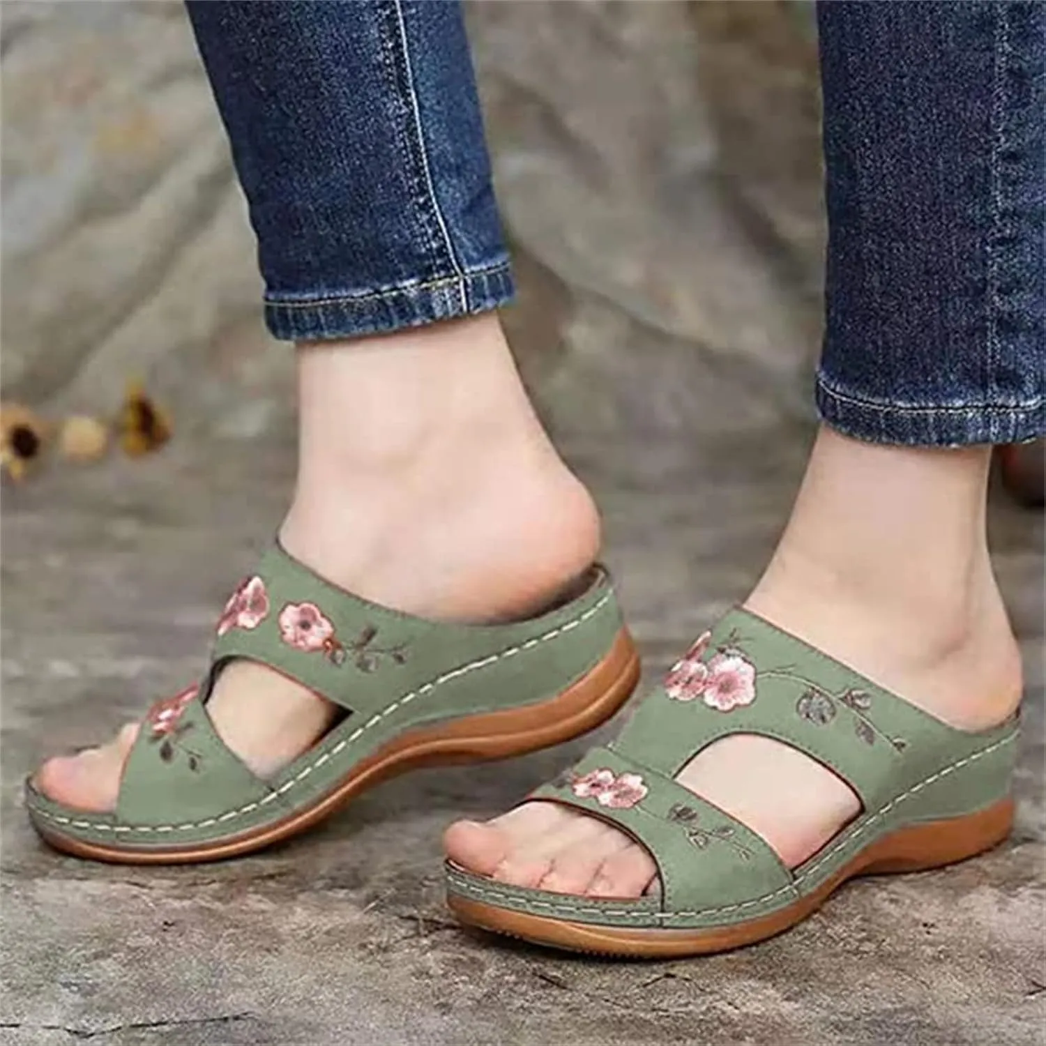 Lausiuoe Orthopedic Sandals For Women Elegant Comfortable Plantar Fasciitis Arch Support Open Toe Orthotic Slides Flip Flops