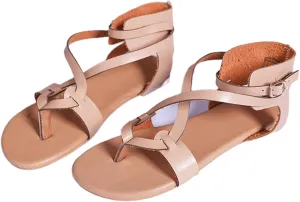 Lausiuoe Sandals Women Comfortable Beach Cute Open Toes Ankle Strap Dressy Summer Strappy Flat Sandals Thong Flip Flops