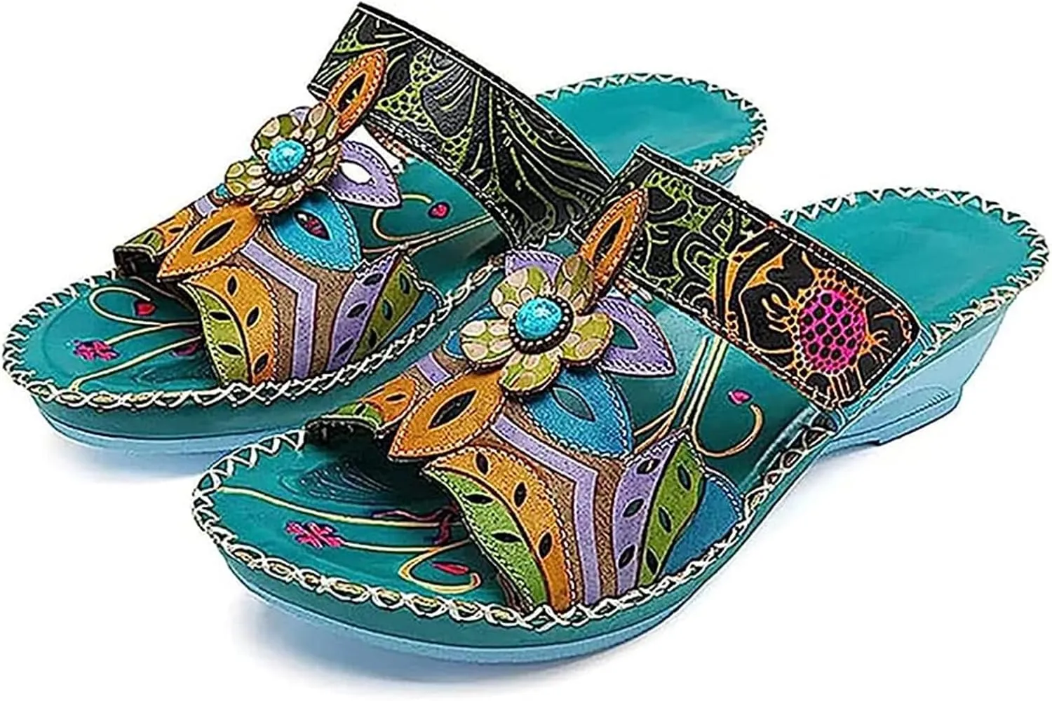 Lausiuoe Sandals Women Dressy Summer Flat Arch Support Orthopedic Slippers Wedge Heel Slip On Orthotic Slides Flip Flops