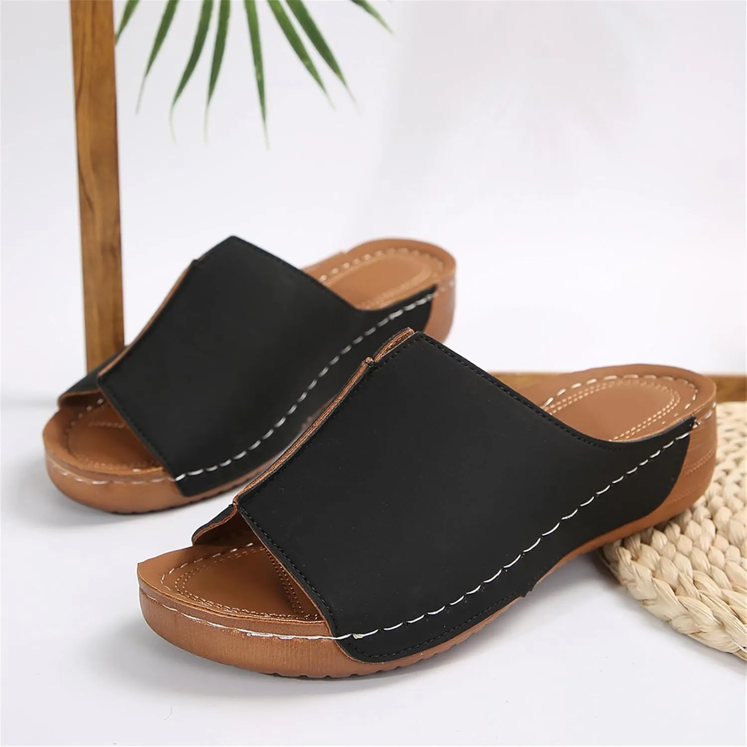 Lausiuoe Women's Sandals Comfortable Cute Orthopedic Slippers Dressy Casual Summer Arch Support Orthotic Slides Walking Shoes