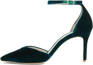 LEHOOR Women Sexy High Heels Pumps Ankle Strap Pointed Toe Dress Shoes D'orsay 3" Stiletto Heels Velvet Sandals Closed Pointy toe Cutout Buckle Wedding Party Shoe Ladies Fashion Spring 4-11 M US