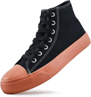 LUMUBBY Canvas Shoes for Women Men High Top Canvas Sneakers Fashion Lace Up Sneakers Classic Casual Walking Shoes Comfortable Breathable