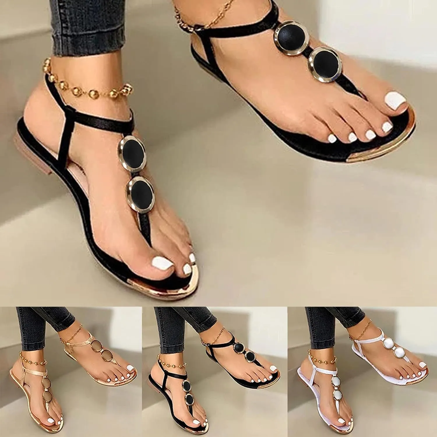 Masbird Wedge Sandals for Women Casual Summer Womens Sandals Platform Buckle Ankle Strappy Open Toe Summer Beach Sandals