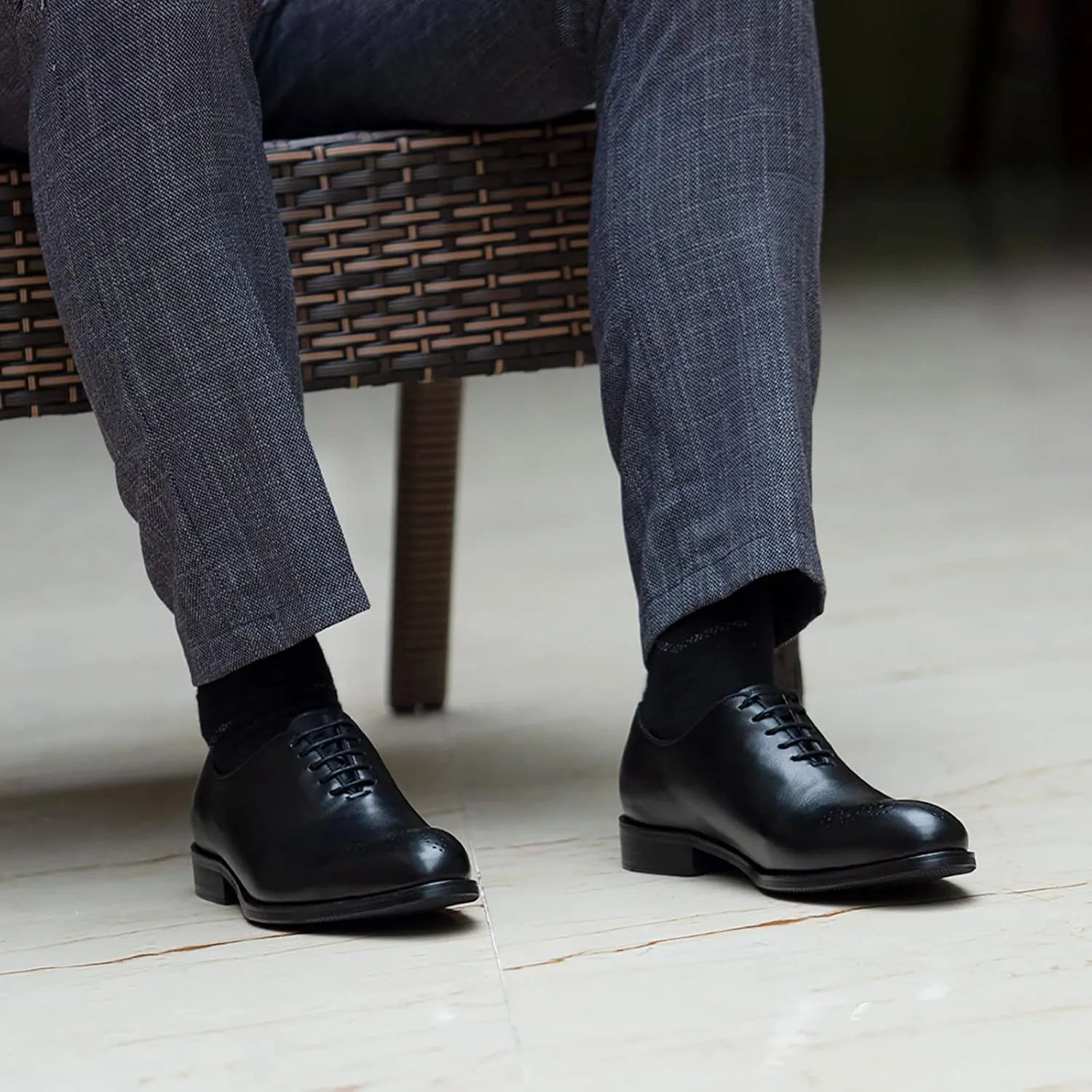 Men Leather Lace Up Derbys Classic Work Oxfords Office Formal Wedding Dress Formal Shoes Breathable,Black-40