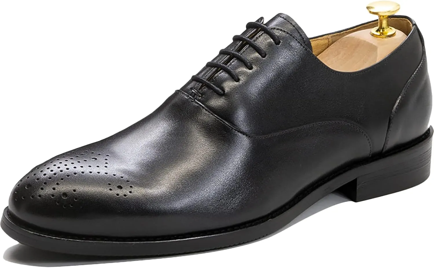 Men Leather Lace Up Derbys Classic Work Oxfords Office Formal Wedding Dress Formal Shoes Breathable,Black-40