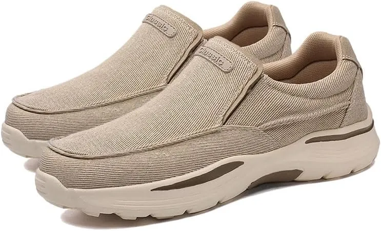 Mens Canvas Shoes Loafers Slip On Walking Shoes-Sneakers Comfort Driving Shoes Spring Breathable