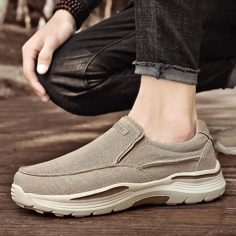 Mens Canvas Shoes Loafers Slip On Walking Shoes-Sneakers Comfort Driving Shoes Spring Breathable