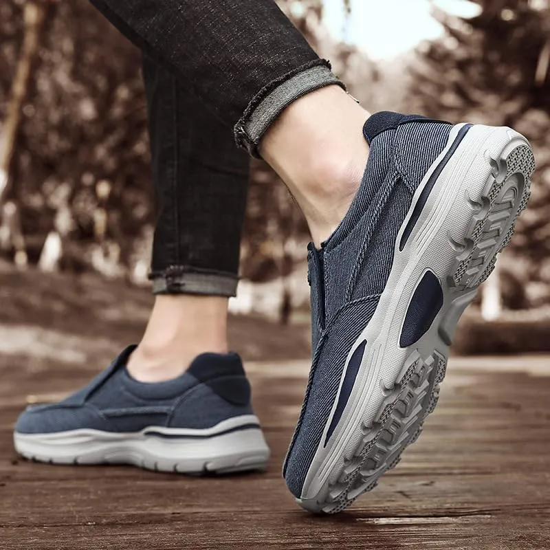 Mens Canvas Shoes Loafers Slip On Walking Shoes-Sneakers Comfort Driving Shoes Spring Breathable