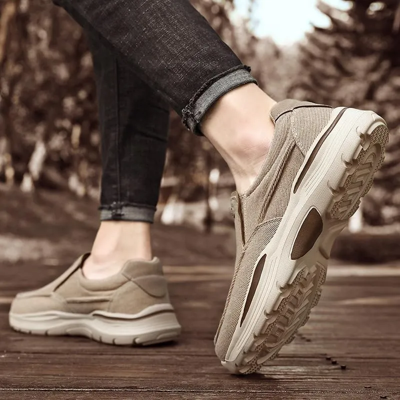 Mens Canvas Shoes Loafers Slip On Walking Shoes-Sneakers Comfort Driving Shoes Spring Breathable