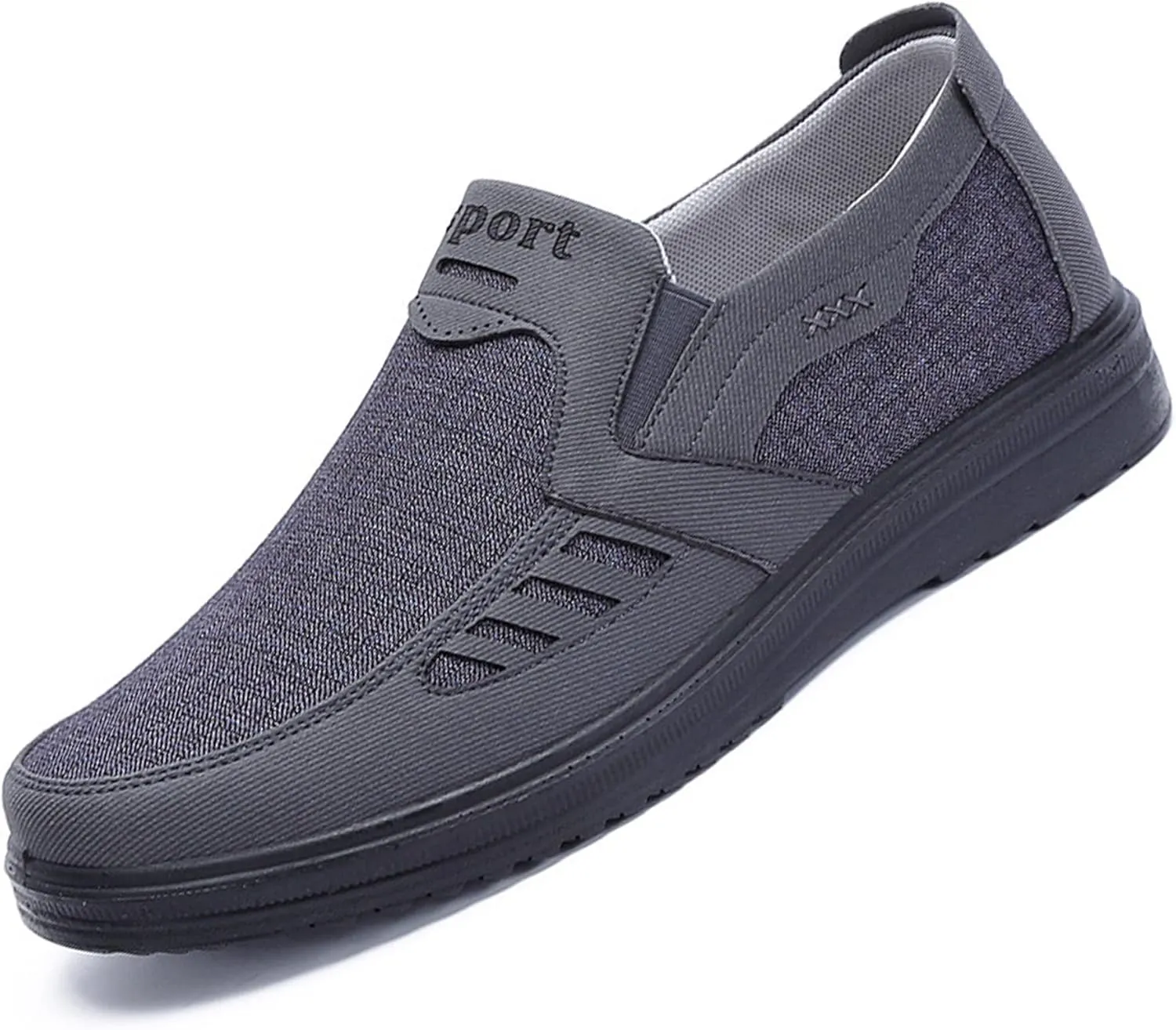Mens Canvas Walking Slip On Loafer Casual Dimleen Orthopedic Pain Relief Round Toe Breathable Soft Bottom Flats Work Boat Shoe