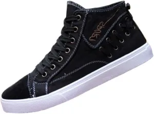 Men's Casual Canvas Shoes Breathable Lace-up Denim Mid Top Top Shoes