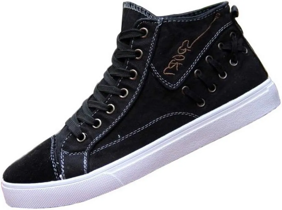 Men's Casual Canvas Shoes Breathable Lace-up Denim Mid Top Top Shoes