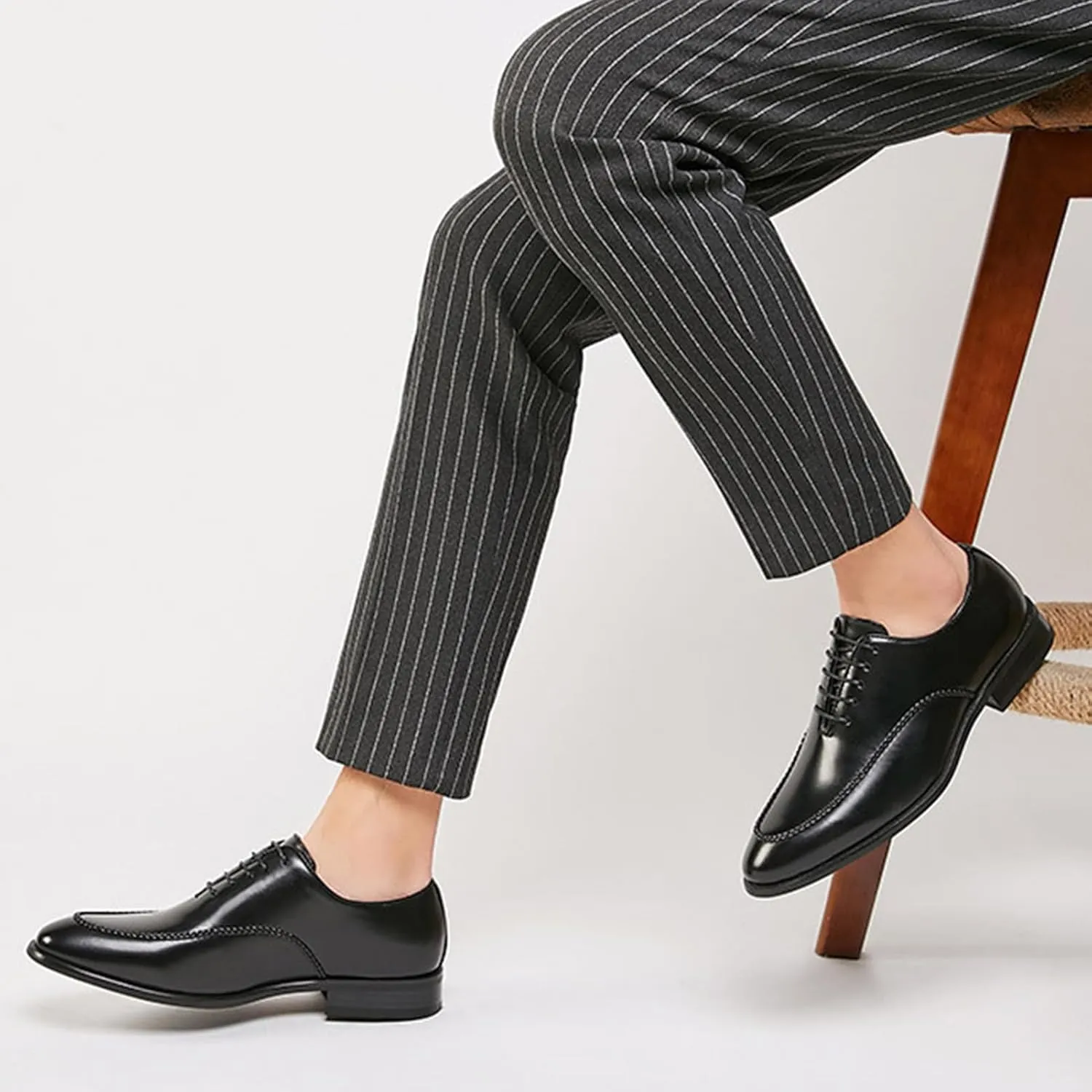Mens Classic Formal Oxford Leather Tuxedo Wedding Business Dress Shoes Round Toe Non Slip Elegant Comfortable Slip On Formal Party