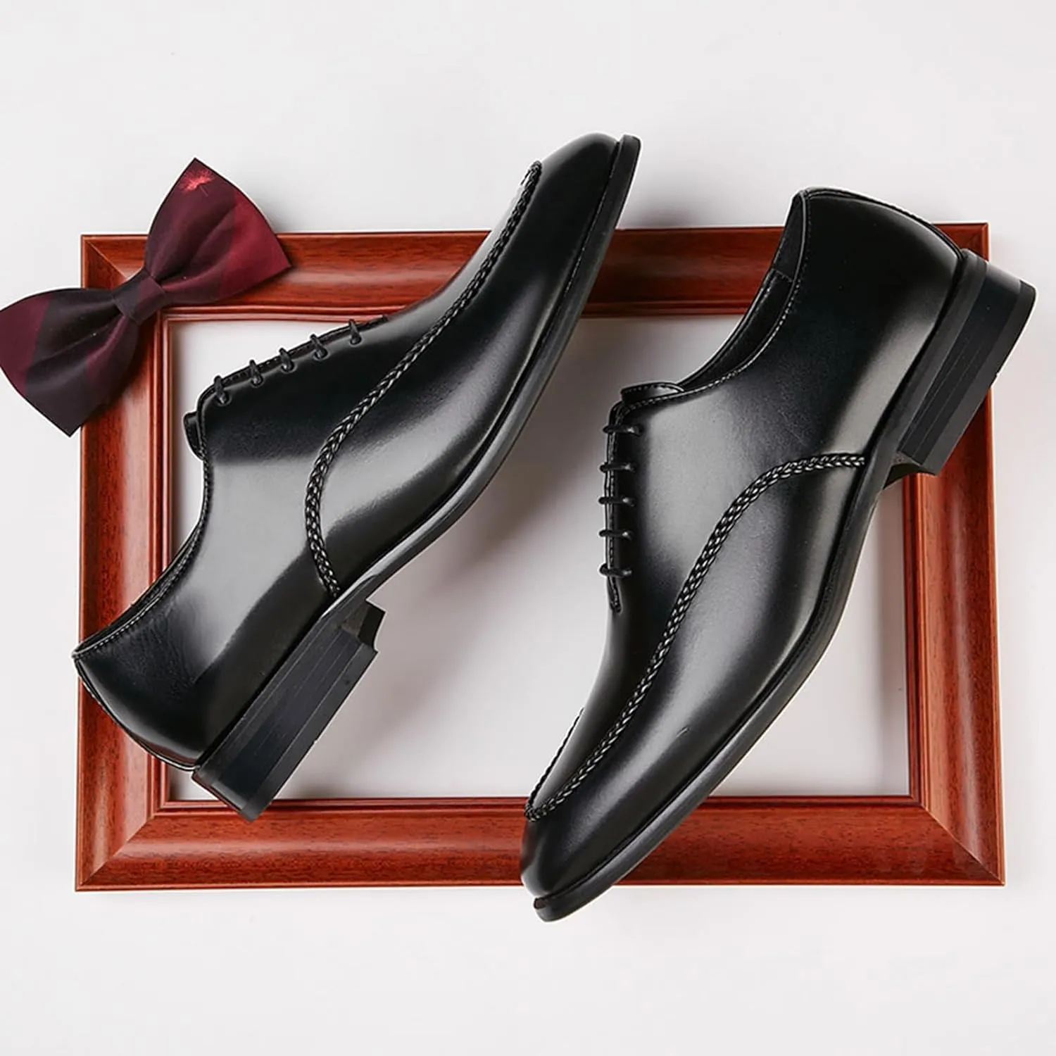 Mens Classic Formal Oxford Leather Tuxedo Wedding Business Dress Shoes Round Toe Non Slip Elegant Comfortable Slip On Formal Party