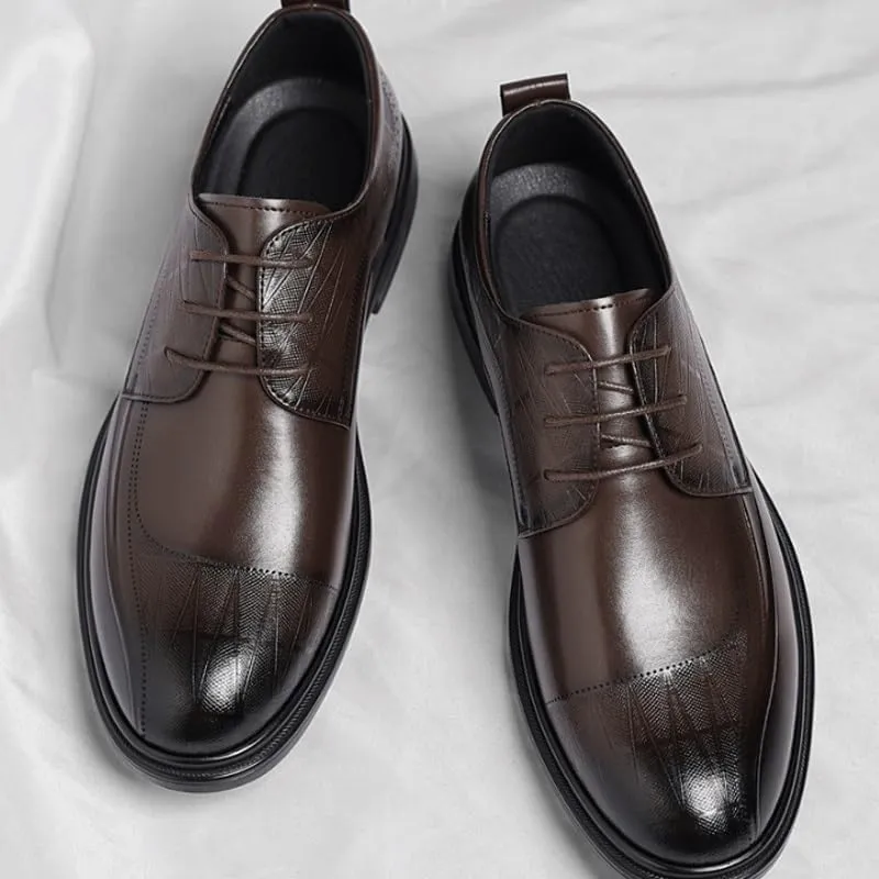 Men's Classic Lace-up Formal Oxfords Classic Round Toe Lug Sole Fashion Business Casual Formal Work Shoes