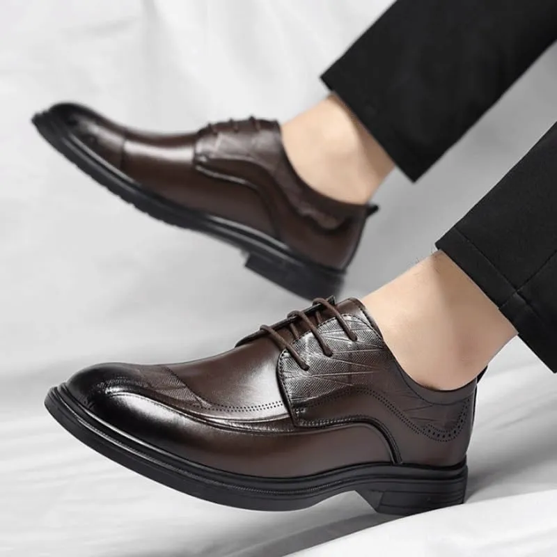 Men's Classic Lace-up Formal Oxfords Classic Round Toe Lug Sole Fashion Business Casual Formal Work Shoes