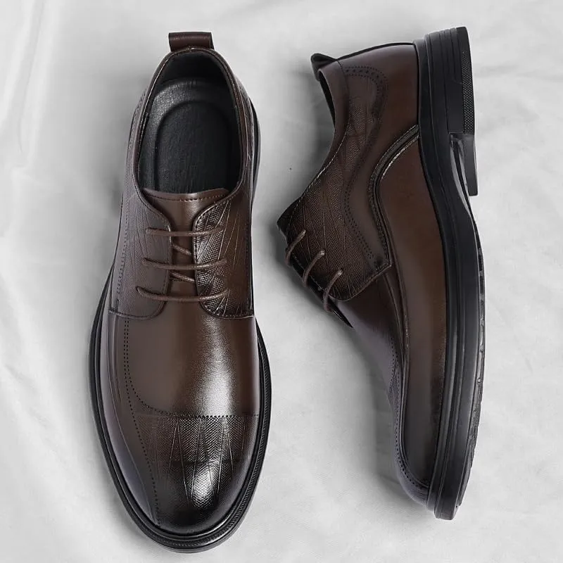 Men's Classic Lace-up Formal Oxfords Classic Round Toe Lug Sole Fashion Business Casual Formal Work Shoes