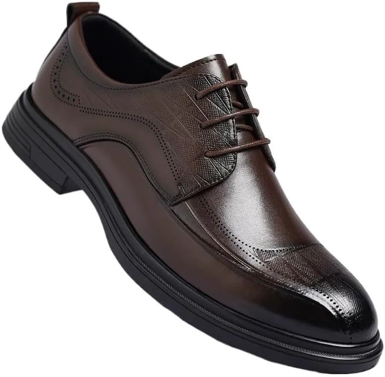 Men's Classic Lace-up Formal Oxfords Classic Round Toe Lug Sole Fashion Business Casual Formal Work Shoes