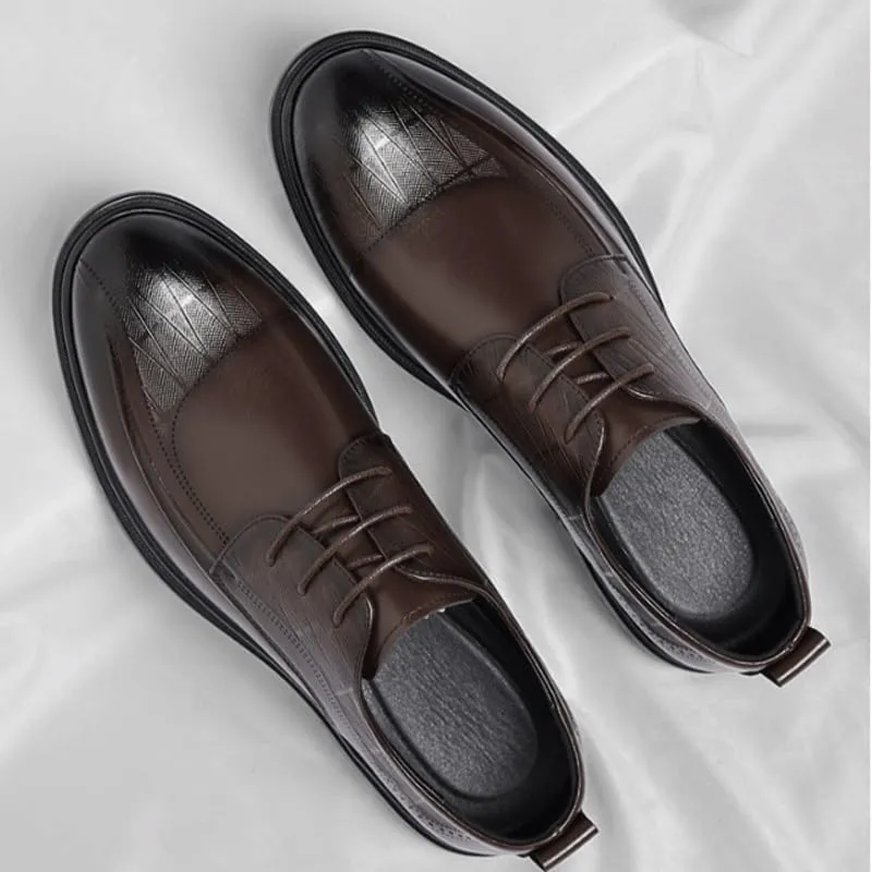 Men's Classic Lace-up Formal Oxfords Classic Round Toe Lug Sole Fashion Business Casual Formal Work Shoes