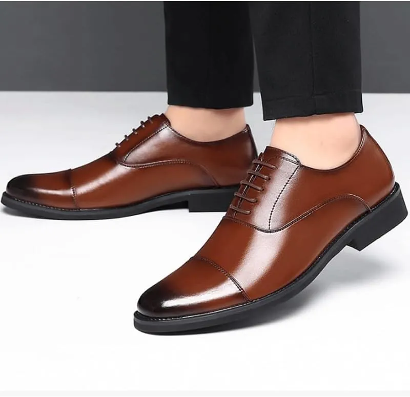 Men's Classic Lace-up Formal Oxfords Slip On Pointed Toe Classic Formal Business Shoes for Driving Walking Wedding Outdoor Indoor Size