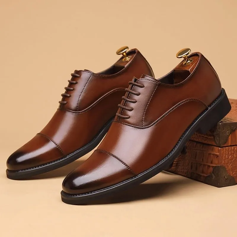 Men's Classic Lace-up Formal Oxfords Slip On Pointed Toe Classic Formal Business Shoes for Driving Walking Wedding Outdoor Indoor Size