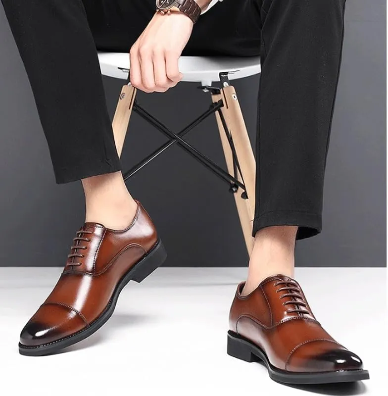 Men's Classic Lace-up Formal Oxfords Slip On Pointed Toe Classic Formal Business Shoes for Driving Walking Wedding Outdoor Indoor Size