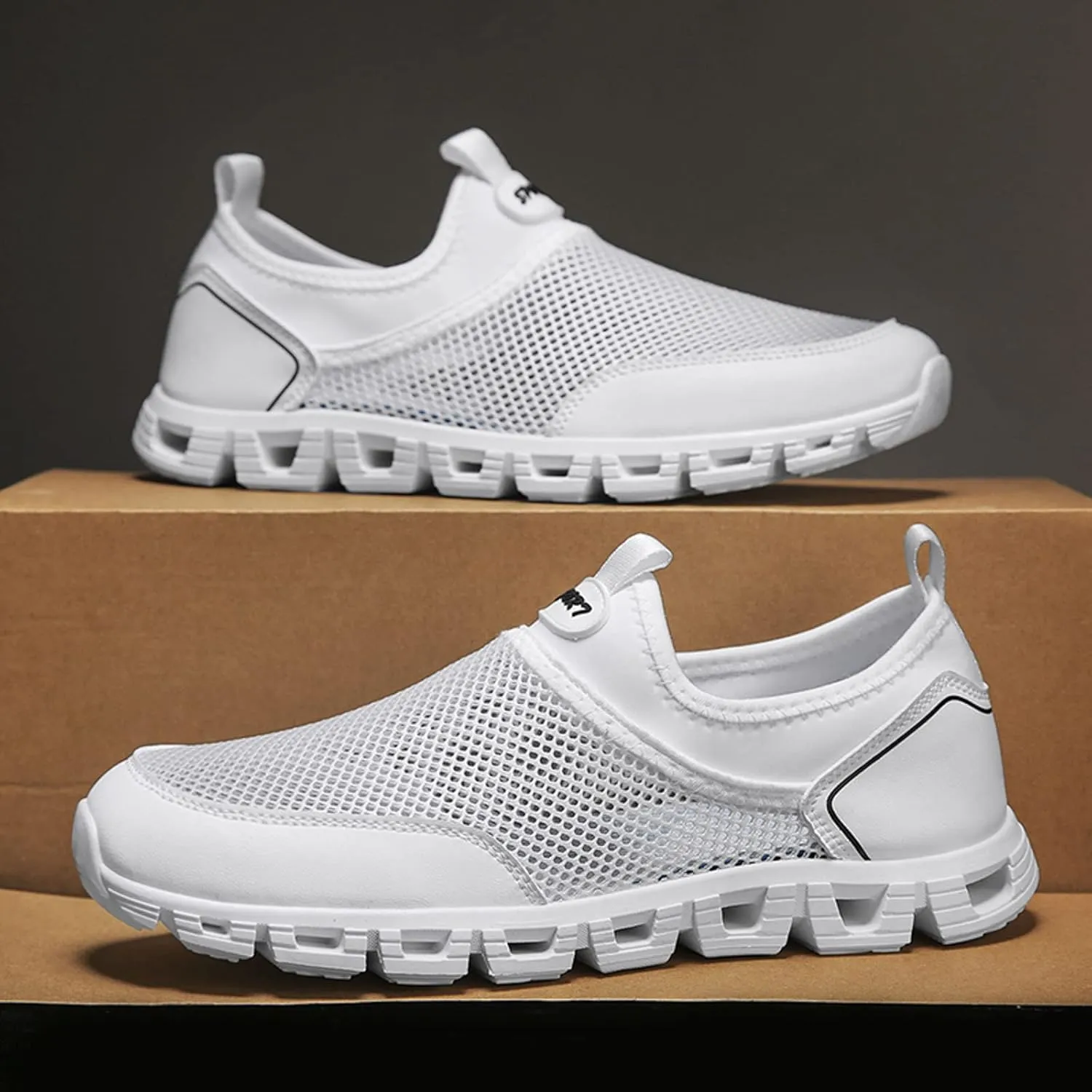Men's Comfortable Canvas Shoes Comfortable Breathable Lightweight Tennis Shoe Hook and Loop Orthopedic Sneakers