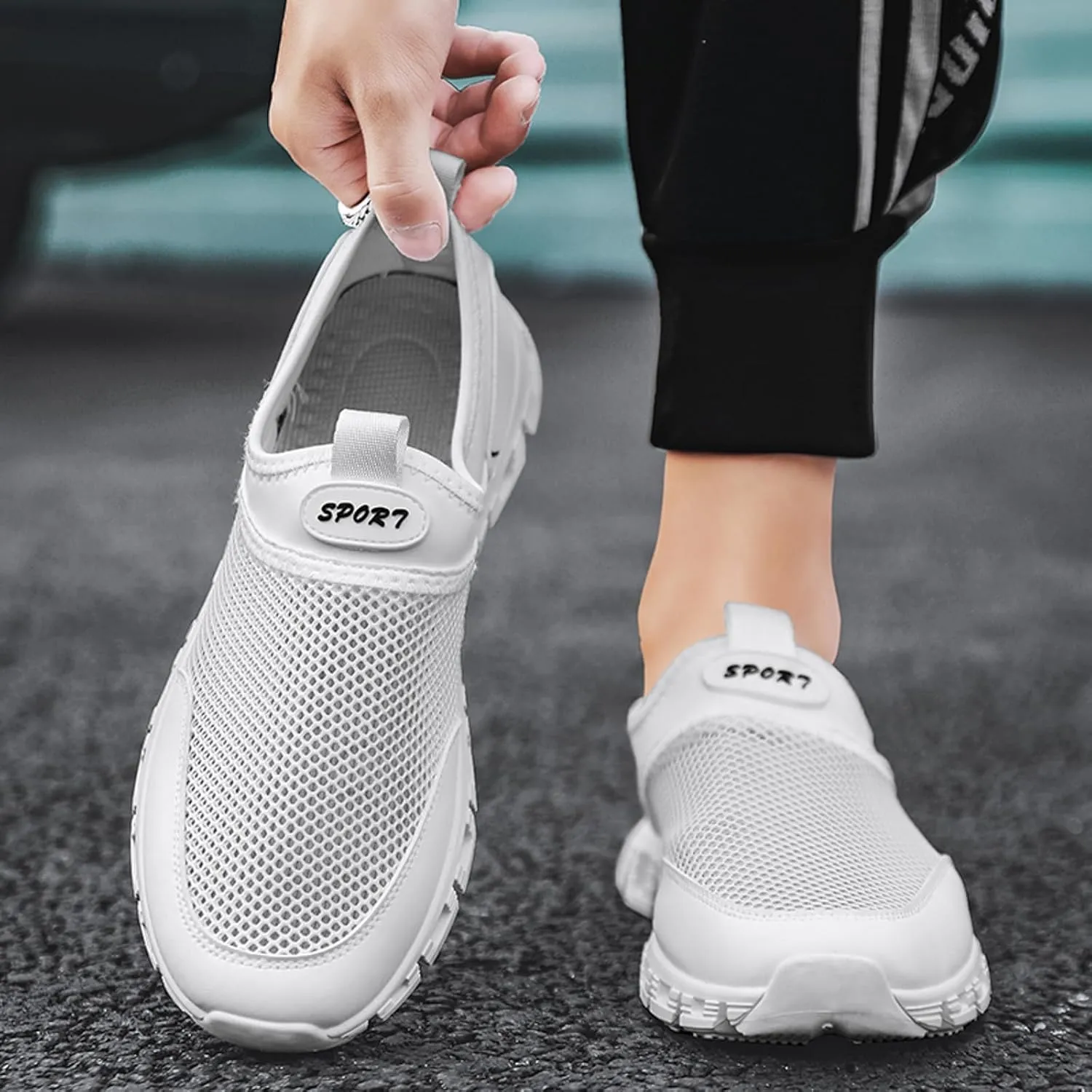 Men's Comfortable Canvas Shoes Comfortable Breathable Lightweight Tennis Shoe Hook and Loop Orthopedic Sneakers