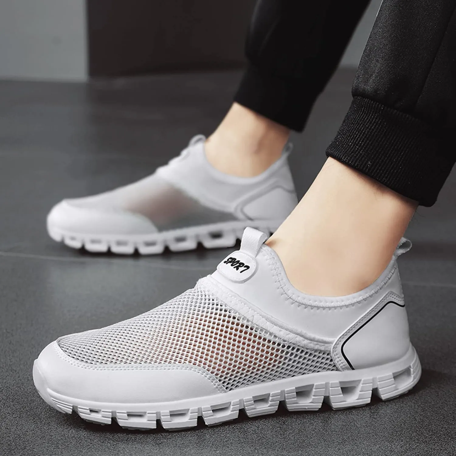 Men's Comfortable Canvas Shoes Comfortable Breathable Lightweight Tennis Shoe Hook and Loop Orthopedic Sneakers