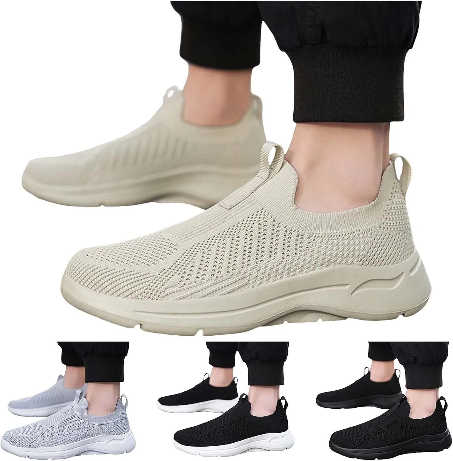 Men's Comfortable Canvas Shoes Comfortable Breathable Lightweight Tennis Shoe Outdoor Non Slip Jogging Sneakers