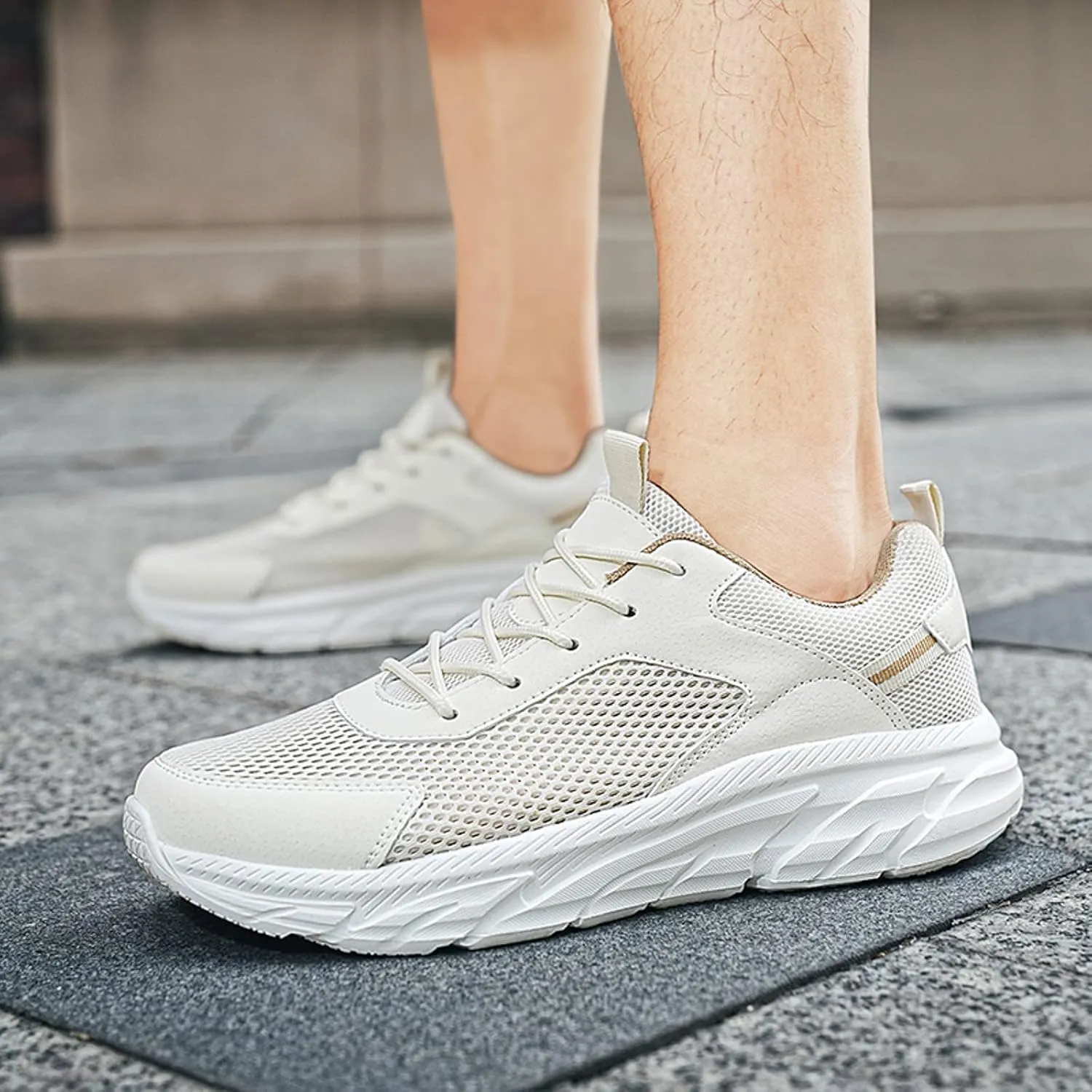 Men's Comfortable Canvas Shoes Lightweight Breathable Slip On Running Shoe Casual Soft Flat Soled Walking Shoes