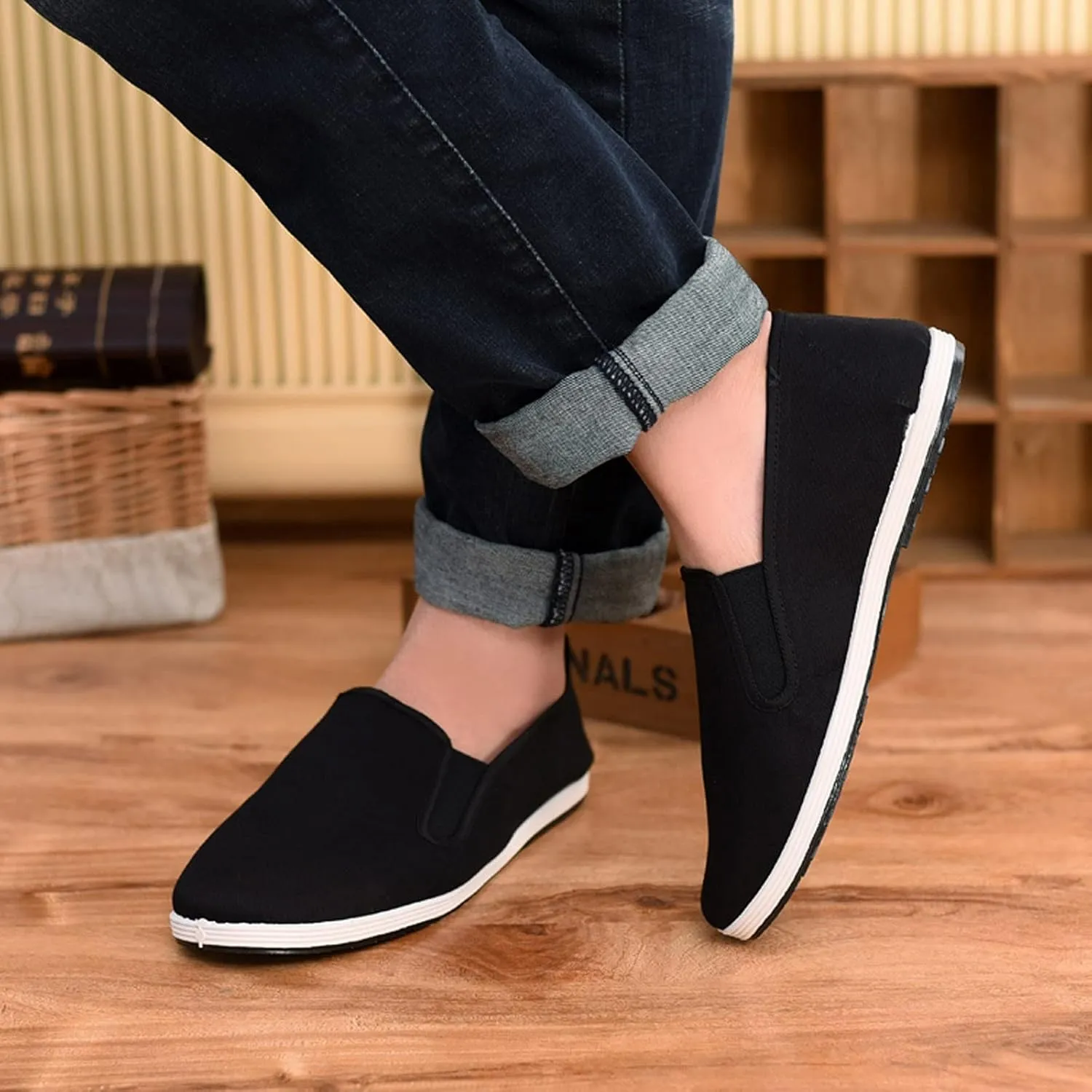 Men's Comfortable Canvas Shoes Lightweight Breathable Walking Shoe Gym Tennis Hook and Loop Orthopedic Sneakers