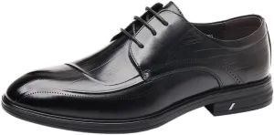 Men's Dress Leather Shoes Thick-Soled Cap Toe Business Shoes Toe Fashion Non-Slip Rubber Soft Sole Lace-ups Breathable Durability Polished Craft Shoes